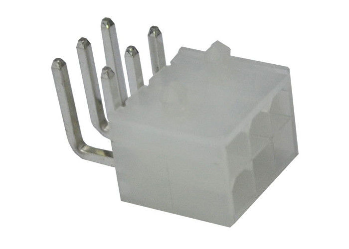 Fil à angle droit blanc de carte PCB de gaufrette d'en-tête de 6 bornes pour embarquer l'ohm des connecteurs 30m