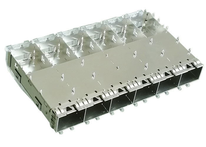 Port multiple du connecteur 1x6 de cage de SFP de prise de SFP d'ajustement de presse avec le ressort de doigt d'IEM
