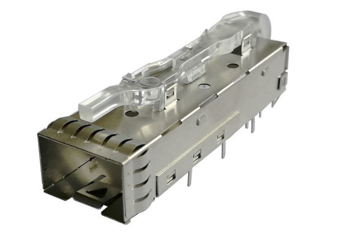 Assemblée de cage de SFP de la borne 1 x 1 de courrier de soudure de 3,0 millimètres avec le doigt de ressort d'IEM de tuyau léger